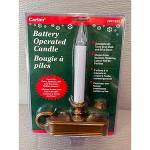 Carlon‎ Battery Operated LED Window Candle Dusk to Dawn Gold Base NEW